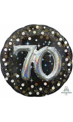 Sparkling 70th Birthday 3D Multi-Balloon Foil Balloon 32" (81cm)