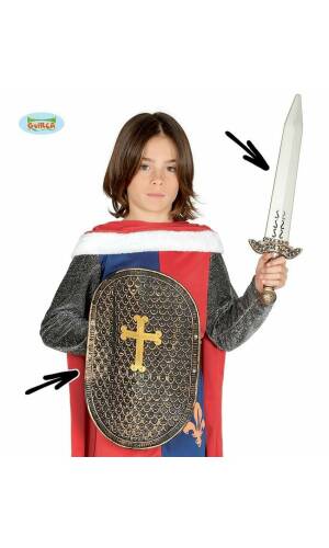 Child Medieval Shield 41cm And Sword 48cm