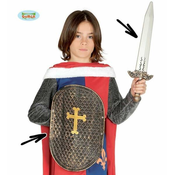 Child Medieval Shield 41cm And Sword 48cm