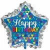 Happy Birthday Primary Sketchy Patterns SuperShape Foil Balloon - 86 x 81 cm