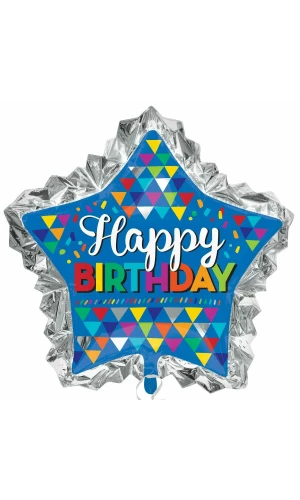 Happy Birthday Primary Sketchy Patterns SuperShape Foil Balloon - 86 x 81 cm