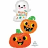 Halloween Happy Ghost & Pumpkin Stack SuperShape Foil Balloon - 55cm x 93cm