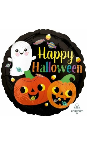 Halloween Happy Ghost & Pumpkins Foil Balloon - 43cm