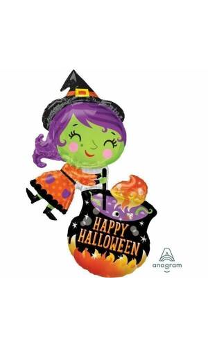 Halloween Witch & Cauldron SuperShape Foil Balloon - 63cm x 71cm