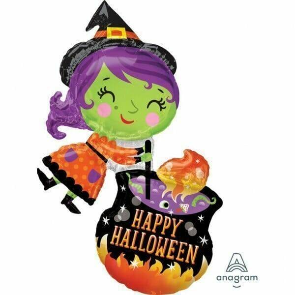 Halloween Witch & Cauldron SuperShape Foil Balloon - 63cm x 71cm
