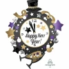 Happy New Year Clock SuperShape Foil Balloon - 76cm x 88cm