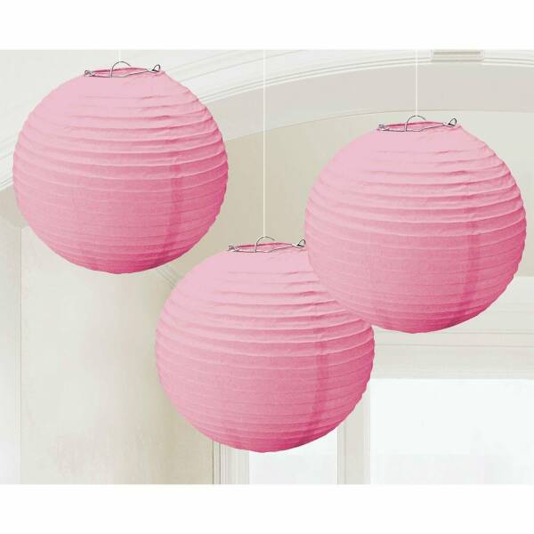 Light Pink Paper Lantern Decorations 24.1cm - 3pk