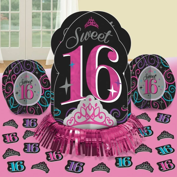Sweet 16 Table Decorating Kit - 3pk + Confetti