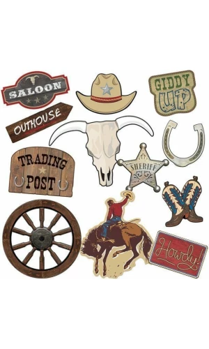 Western Party Decoration Cutouts - 12pcs