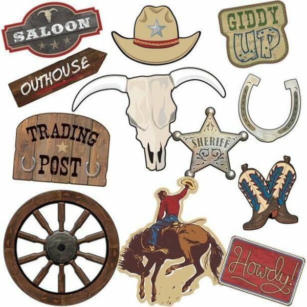 Western Party Decoration Cutouts - 12pcs