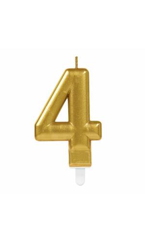 Candle Number 4 Sparkling Celebrations Gold - 7.5cm