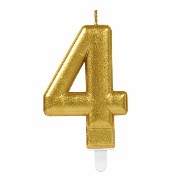 Candle Number 4 Sparkling Celebrations Gold - 7.5cm