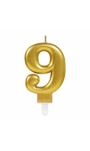 Candle Number 9 Sparkling Celebrations Gold - 7.5cm