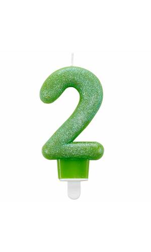 Number Candle 2 Glitter Height 7.6 cm