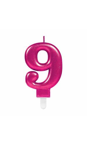 Candle Number 9 Sparkling Celebrations Pink - 7.5cm