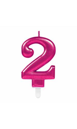 Candle Number 2 Sparkling Celebrations Pink - 7.5cm