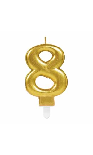 Candle Number 8 Sparkling Celebrations Gold - 7.5cm