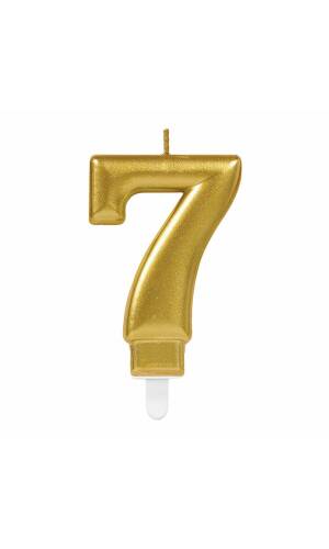 Candle Number 7 Sparkling Celebrations Gold - 7.5cm