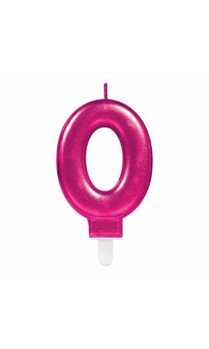 Candle Number 0 Sparkling Celebrations Pink - 7.5cm