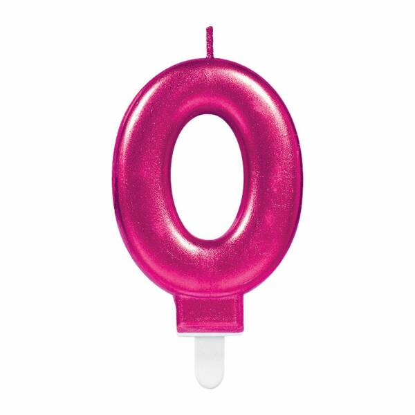 Candle Number 0 Sparkling Celebrations Pink - 7.5cm