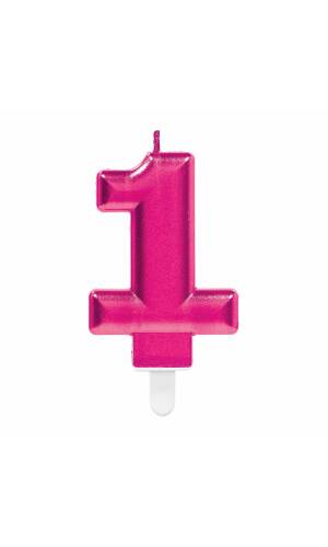 Candle Number 1 Sparkling Celebrations Pink - 7.5cm