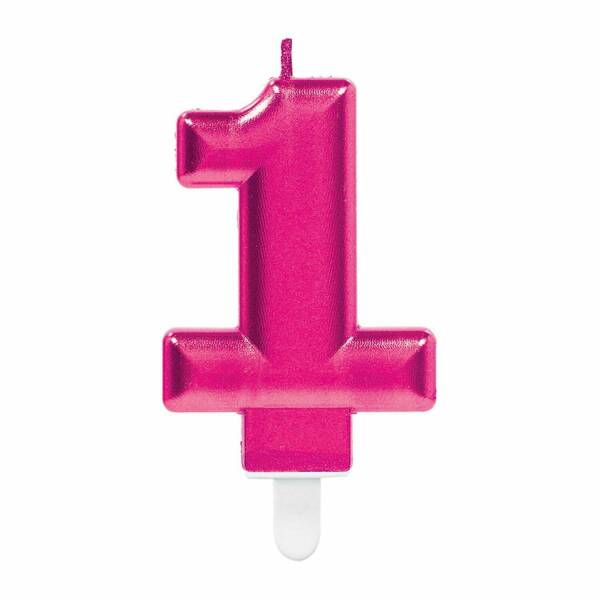 Candle Number 1 Sparkling Celebrations Pink - 7.5cm