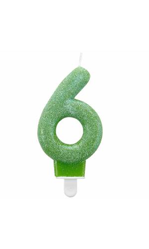 Number Candle 6 Glitter Height 7.6 cm