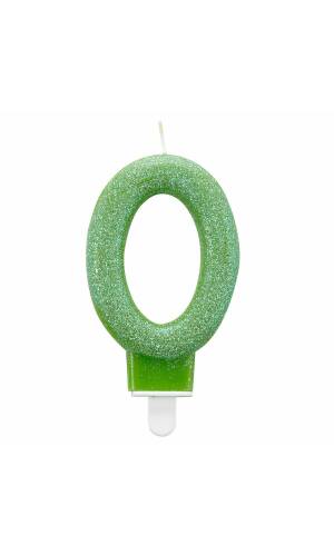 Number Candle 0 Glitter Height 7.6 cm