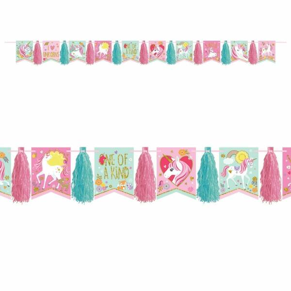 Magical Unicorn Glitter Tassel Garland - 3m