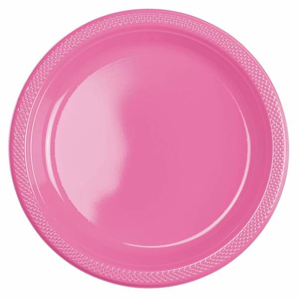 Bright Pink Plastic Plates 22.8 cm - 10pk