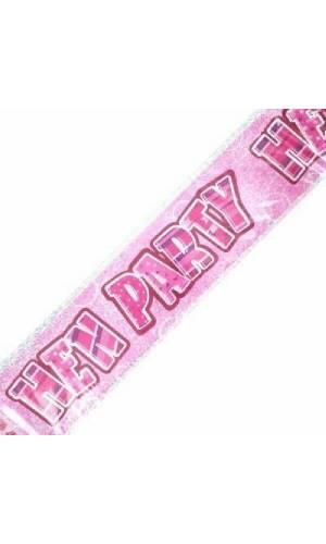 Hen Party Pink Glitz Banner- 9 Feet Long