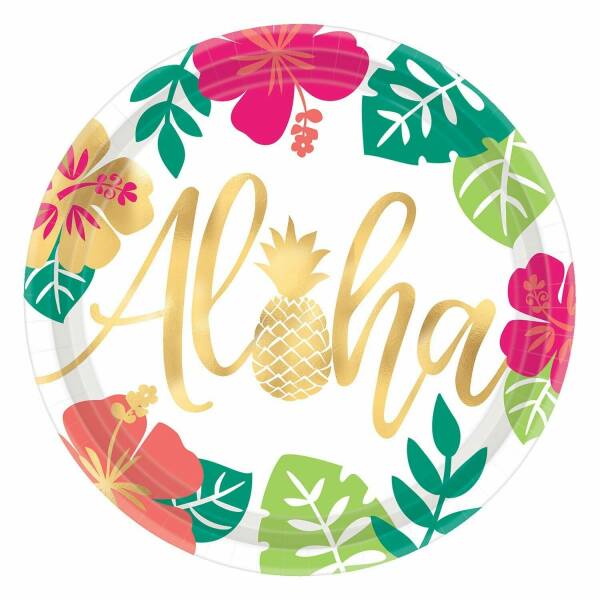 Aloha Hawaiian Party Plates 26.7cm - 8pk