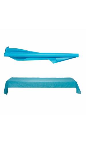 Caribbean Blue Plastic Tablecover Banqueting Roll - 30mt