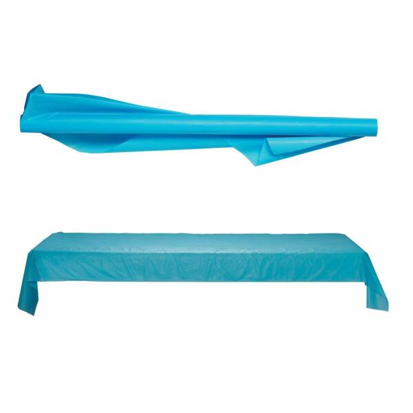Caribbean Blue Plastic Tablecover Banqueting Roll - 30mt
