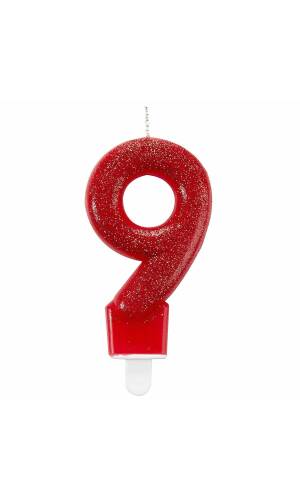 Number Candle 9 Glitter Height 7.6 cm