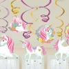 Magical Unicorn Swirl Decorations - 12pk