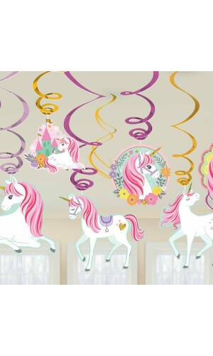 Magical Unicorn Swirl Decorations - 12pk
