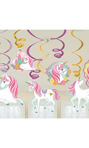 Magical Unicorn Swirl Decorations - 12pk