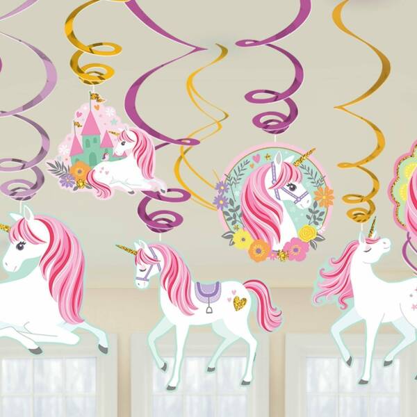 Magical Unicorn Swirl Decorations - 12pk