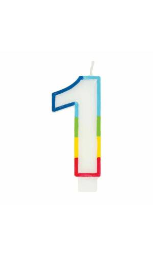 Rainbow Border Number 1 Birthday Candle