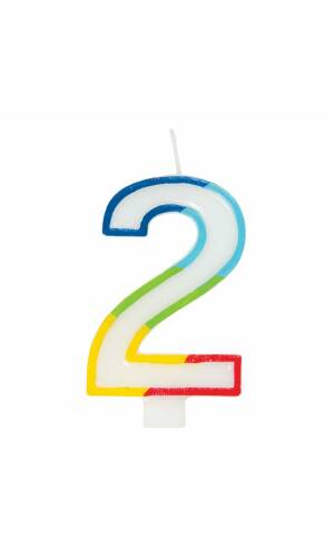 Rainbow Border Number 2 Birthday Candle