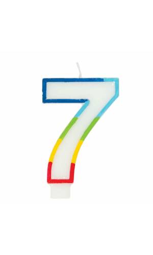 Rainbow Border Number 7 Birthday Candle