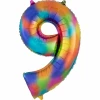 Rainbow Splash Number 9 Foil Balloon - 34"