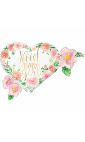 Floral Baby Girl Supershape Foil Balloon - 27'' x 20'' (68cm x 50cm)
