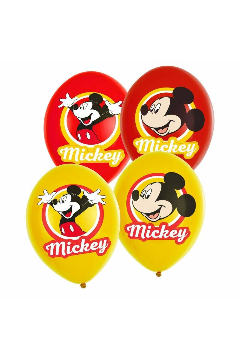 Mickey Mouse 4 Colour Latex Balloons 27.5cm - 6pk