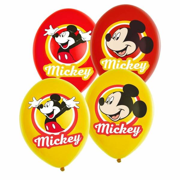 Mickey Mouse 4 Colour Latex Balloons 27.5cm - 6pk