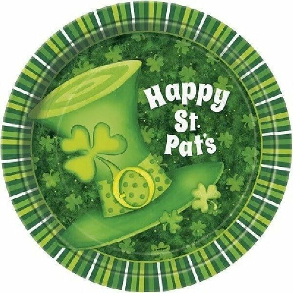St Patrick's Days Lucky Stripers Plates (9'') - 8pk