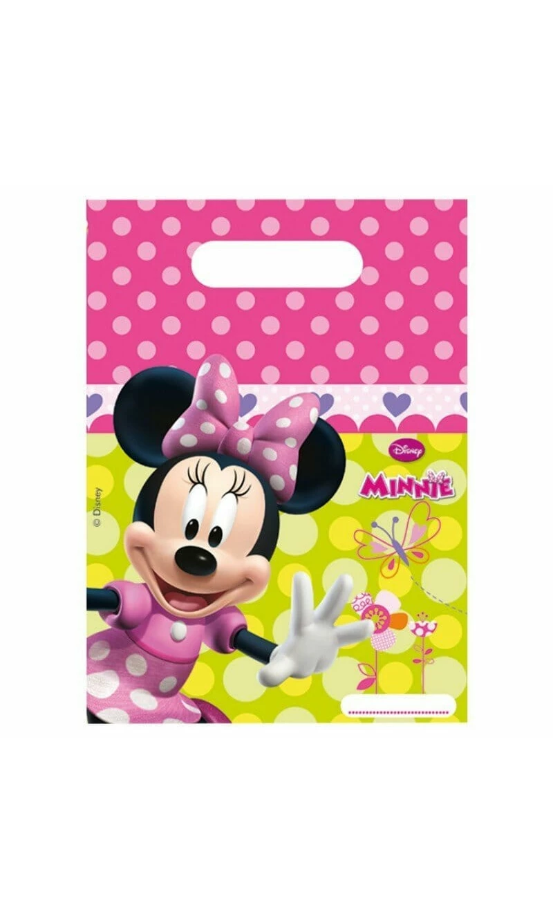 Minnie Mouse Bow-Tique Plastic Party Bags - 6pk