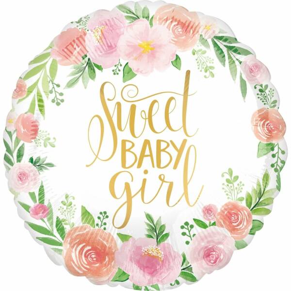 Floral Baby Girl Standard Foil Balloon - 17'' (43cm)