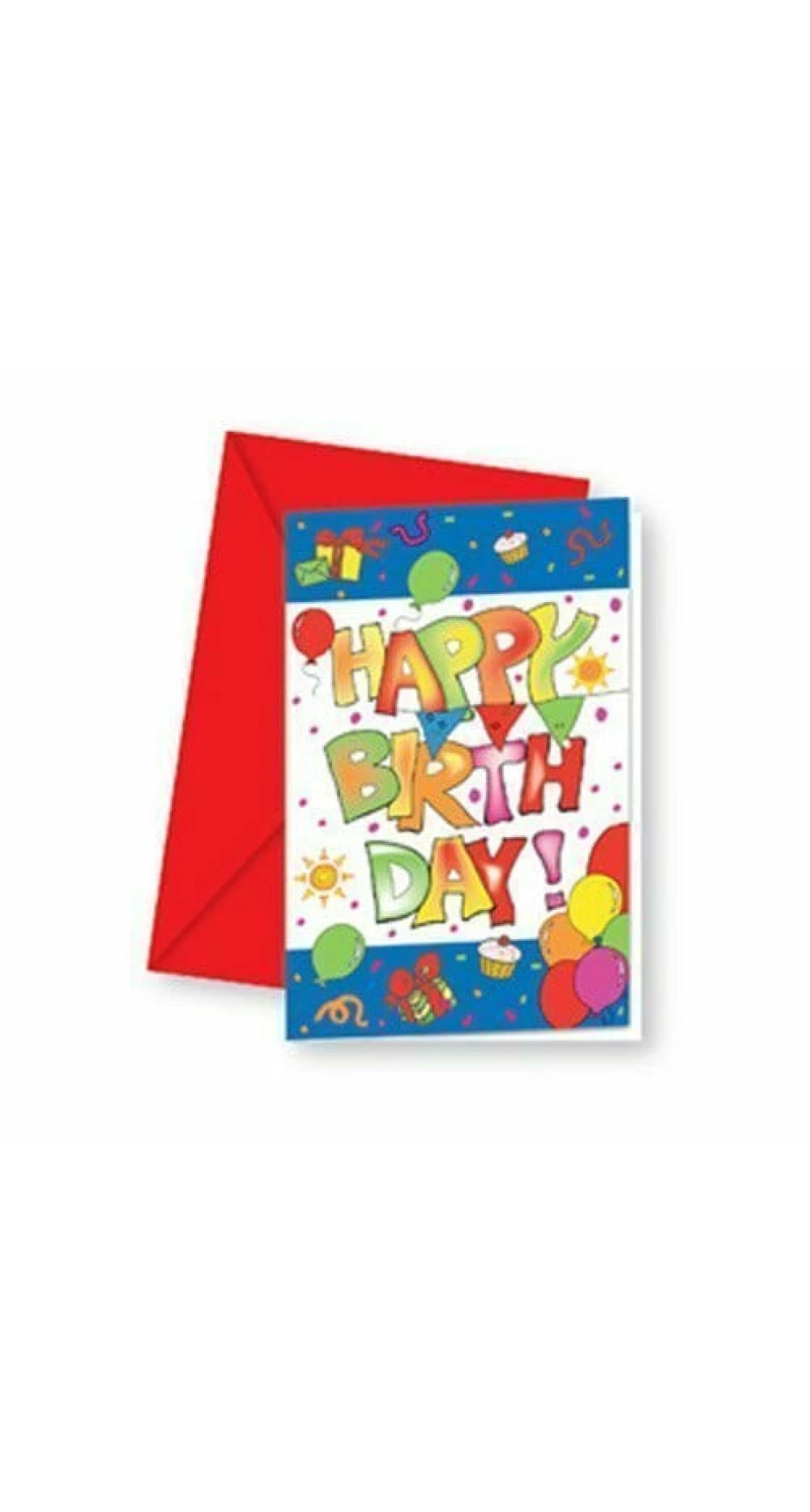 Kokliko Happy Birthday Invitations & Envelopes  - 6pk